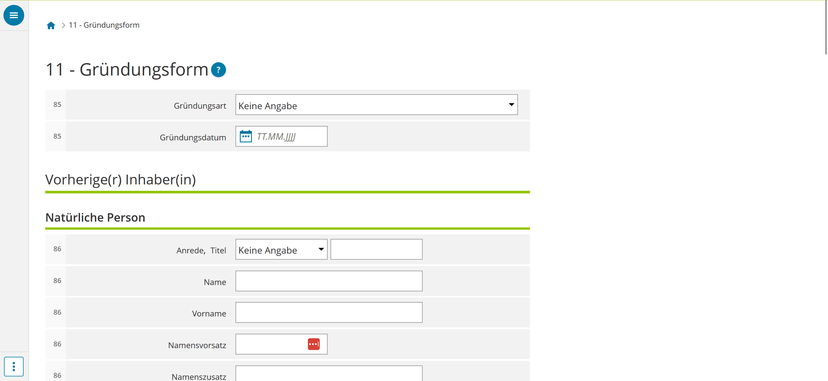 Welche Gründungsform hat das neue Unternehmen?