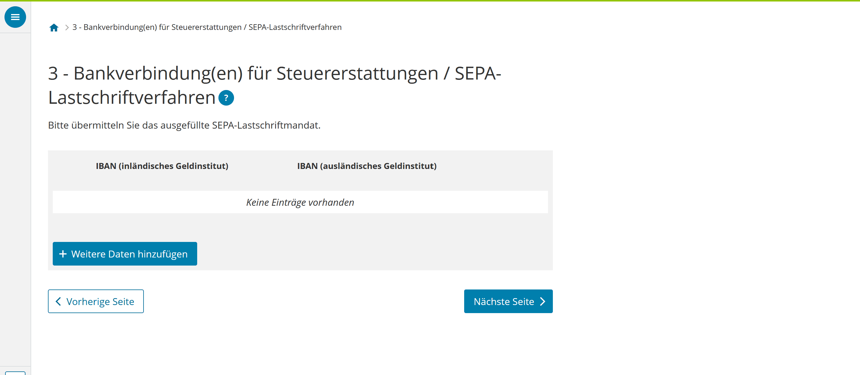 Gib hier deine Bankverbindung an