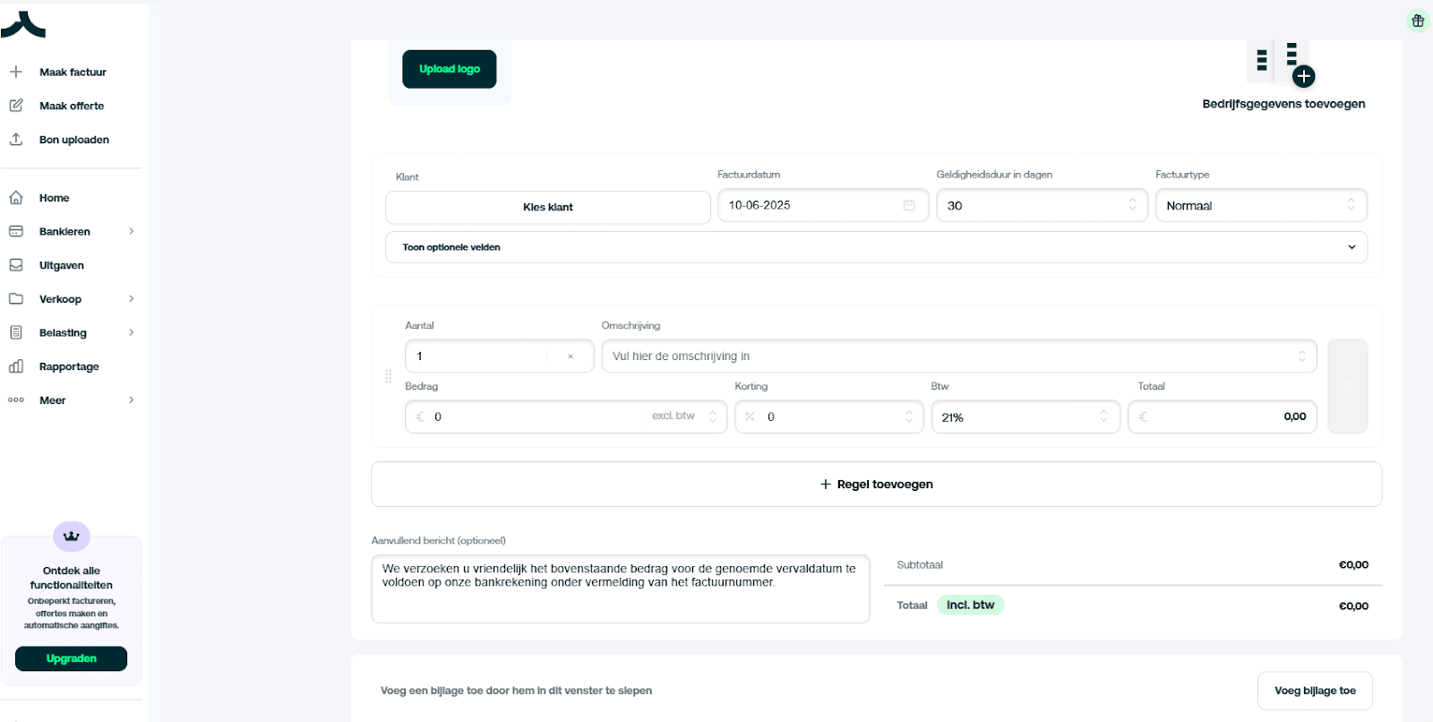 Afbeelding: factuur maken met Tellow