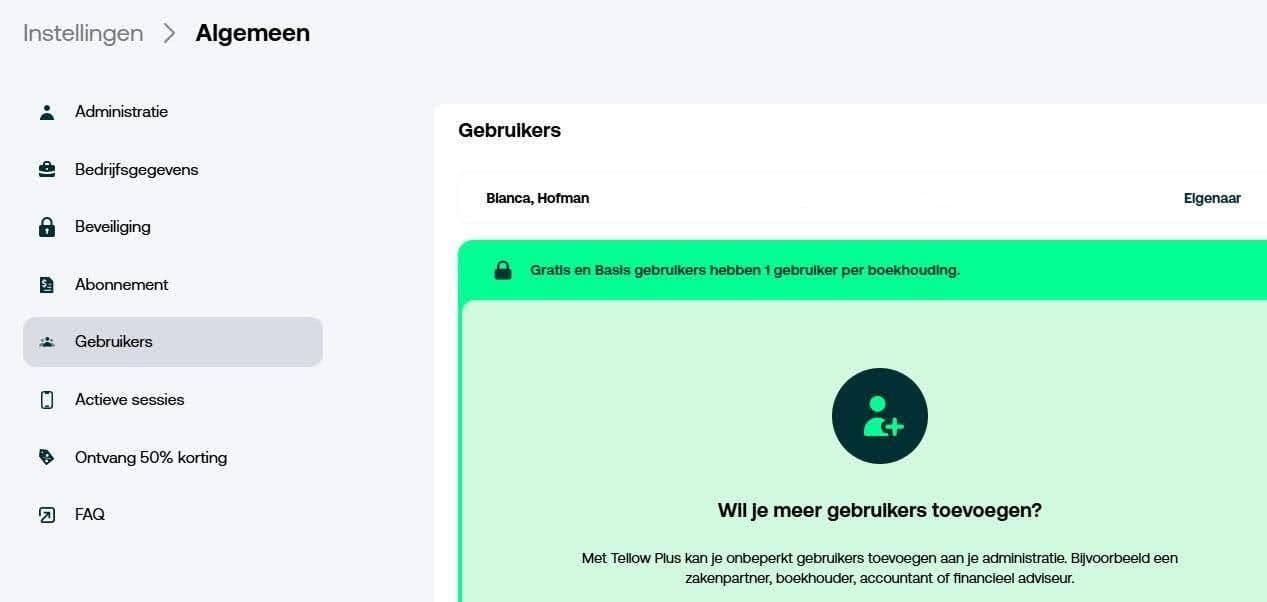 Afbeelding: Gebruiker toevoegen in Tellow
