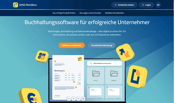 Screenshot der Startseite von WISO MeinBüro (© Buhl Data Service GmbH)