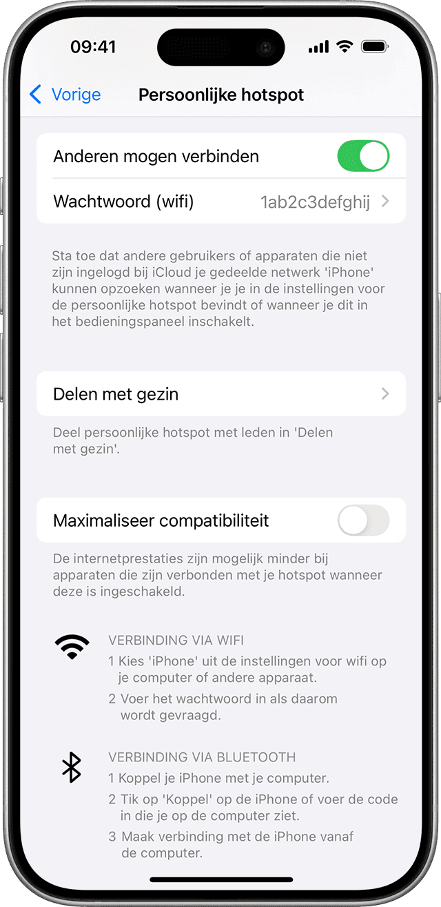 Afbeelding: Wifi-hotspot instellen op iPhone