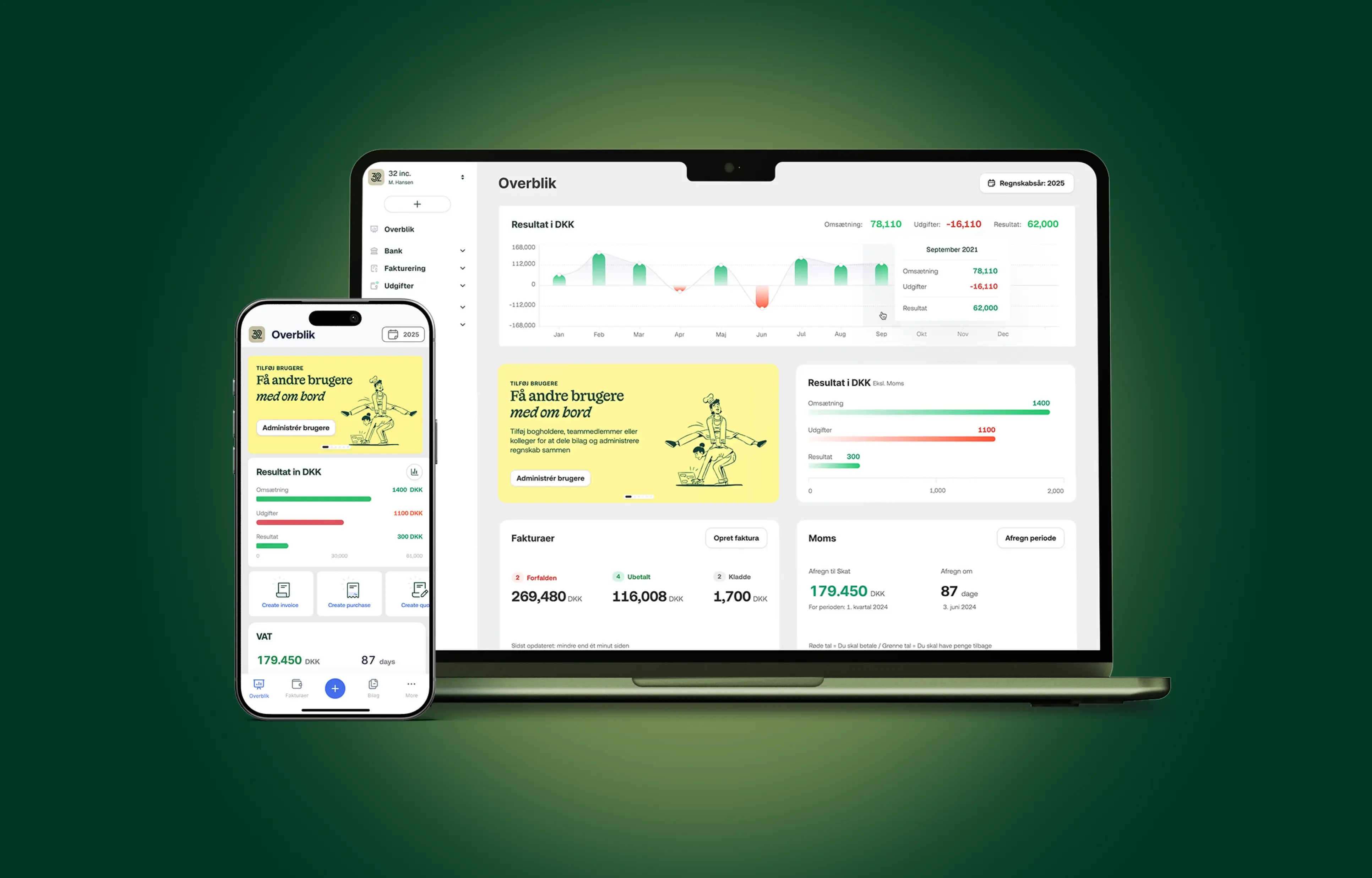 Shine Regnskab dashboard