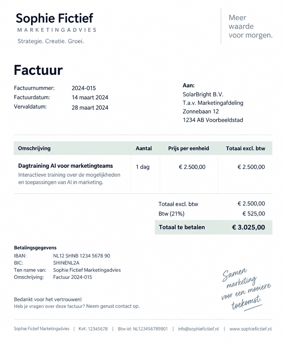 Afbeelding van fictieve factuur gemaakt met AI