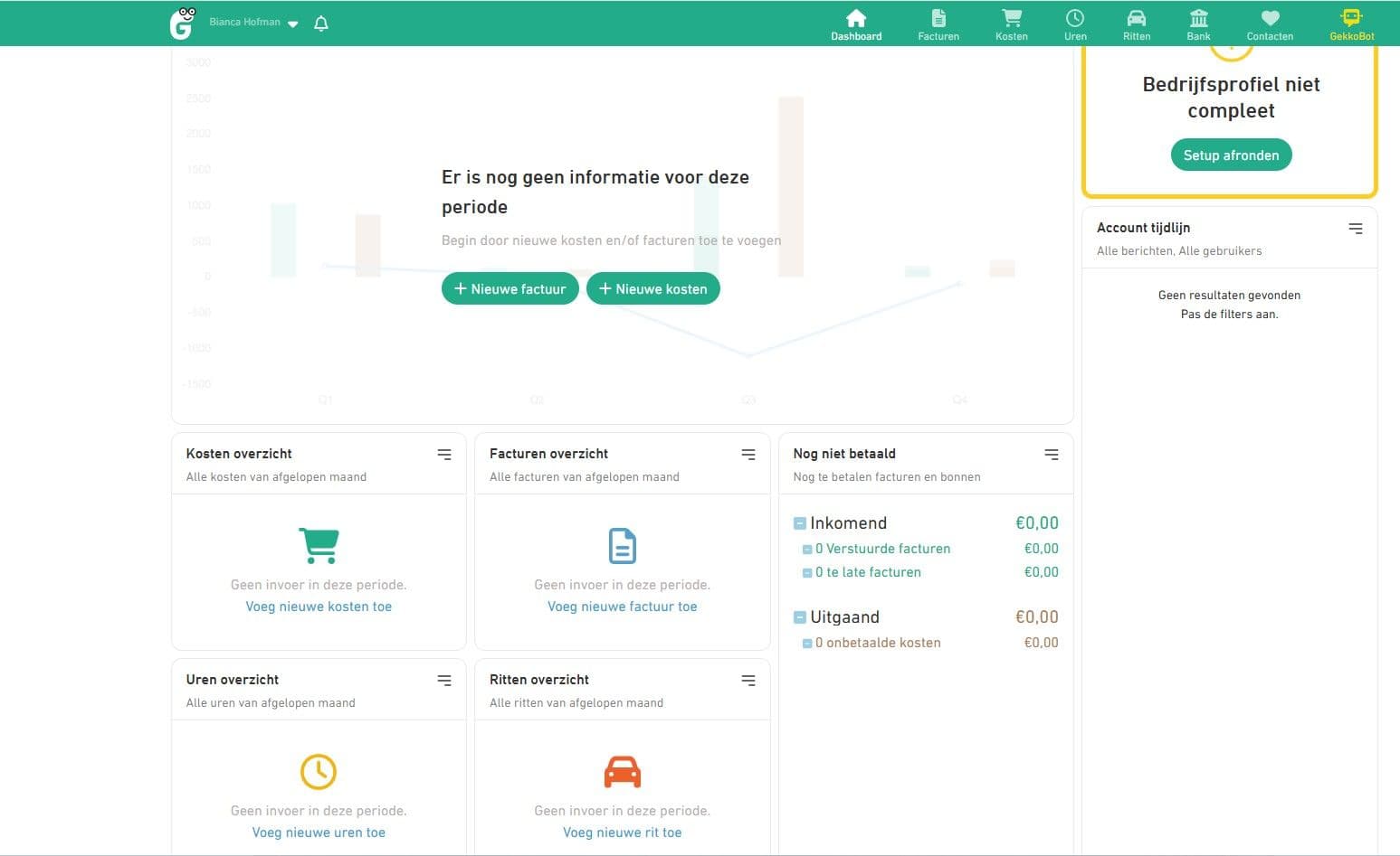 Interface Gekko gratis boekhouden