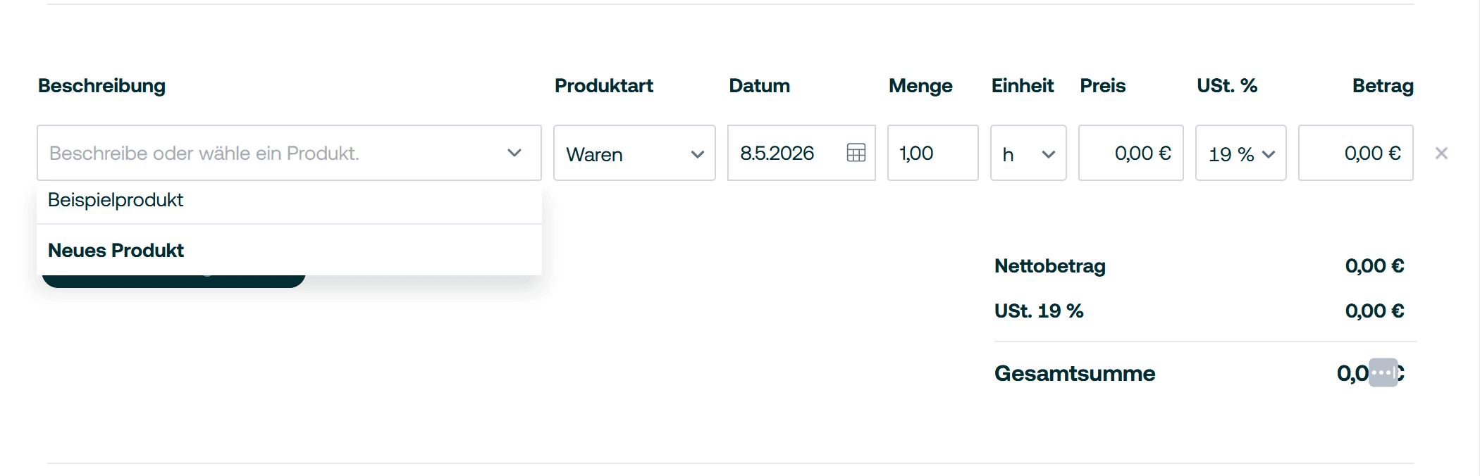 Du musst dein erstes Produkt anlegen