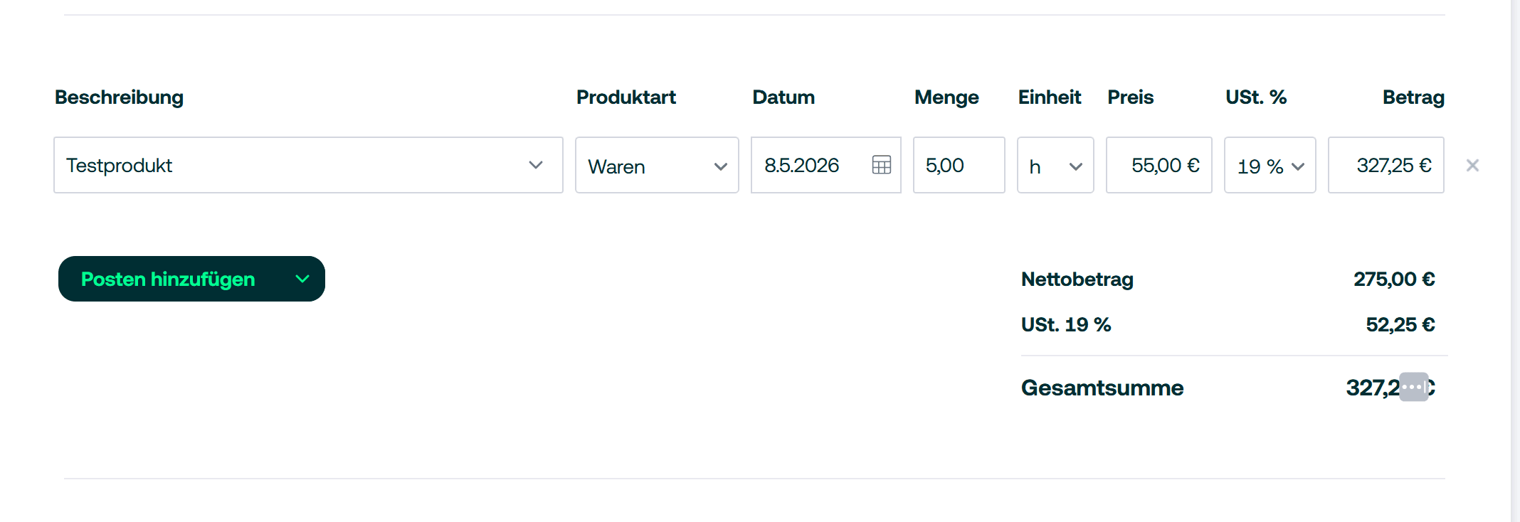 Kein Kopfrechnen: Umsatzsteuer wird automatisch ausgerechnet
