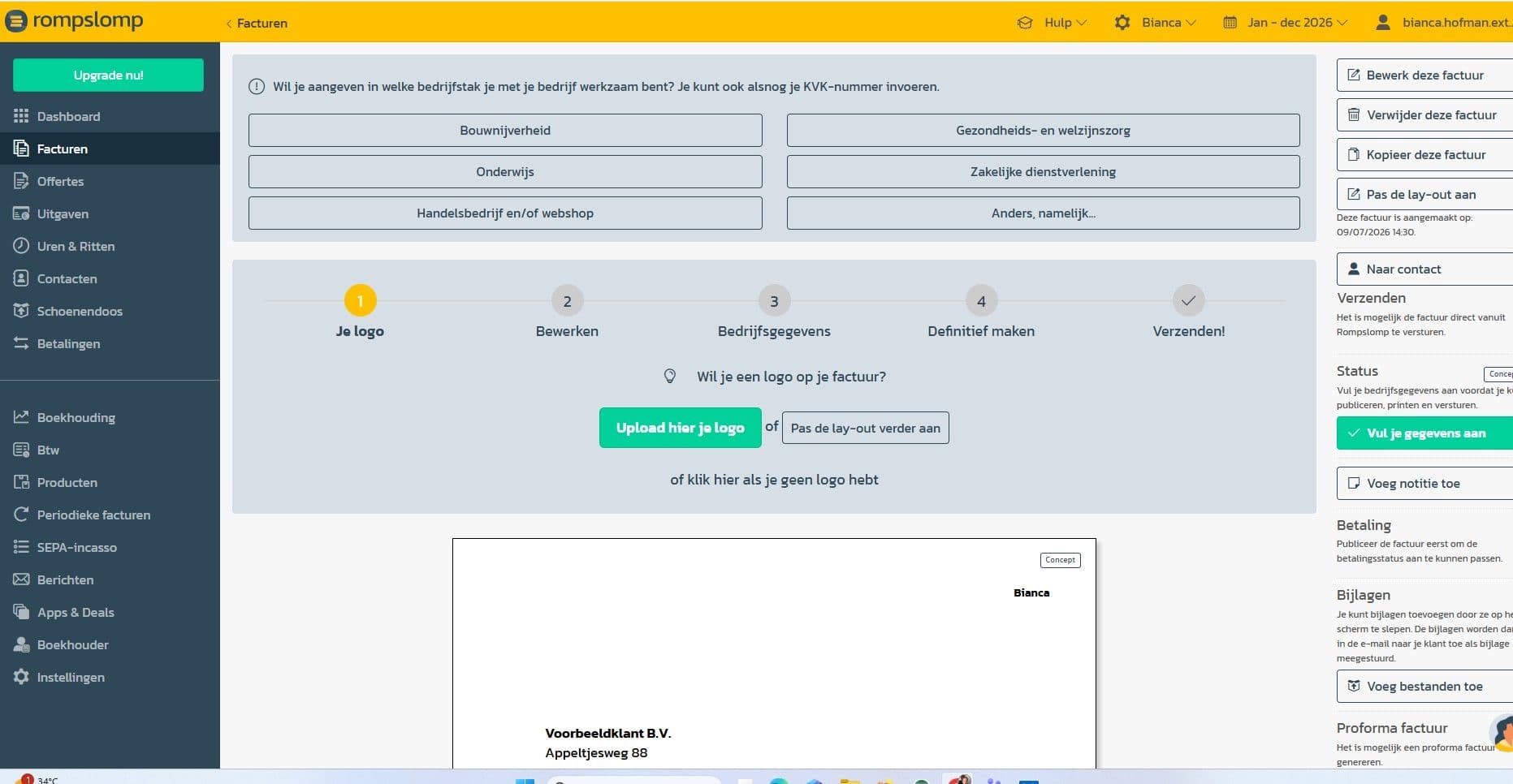 Rompslomp gratis factuur maken