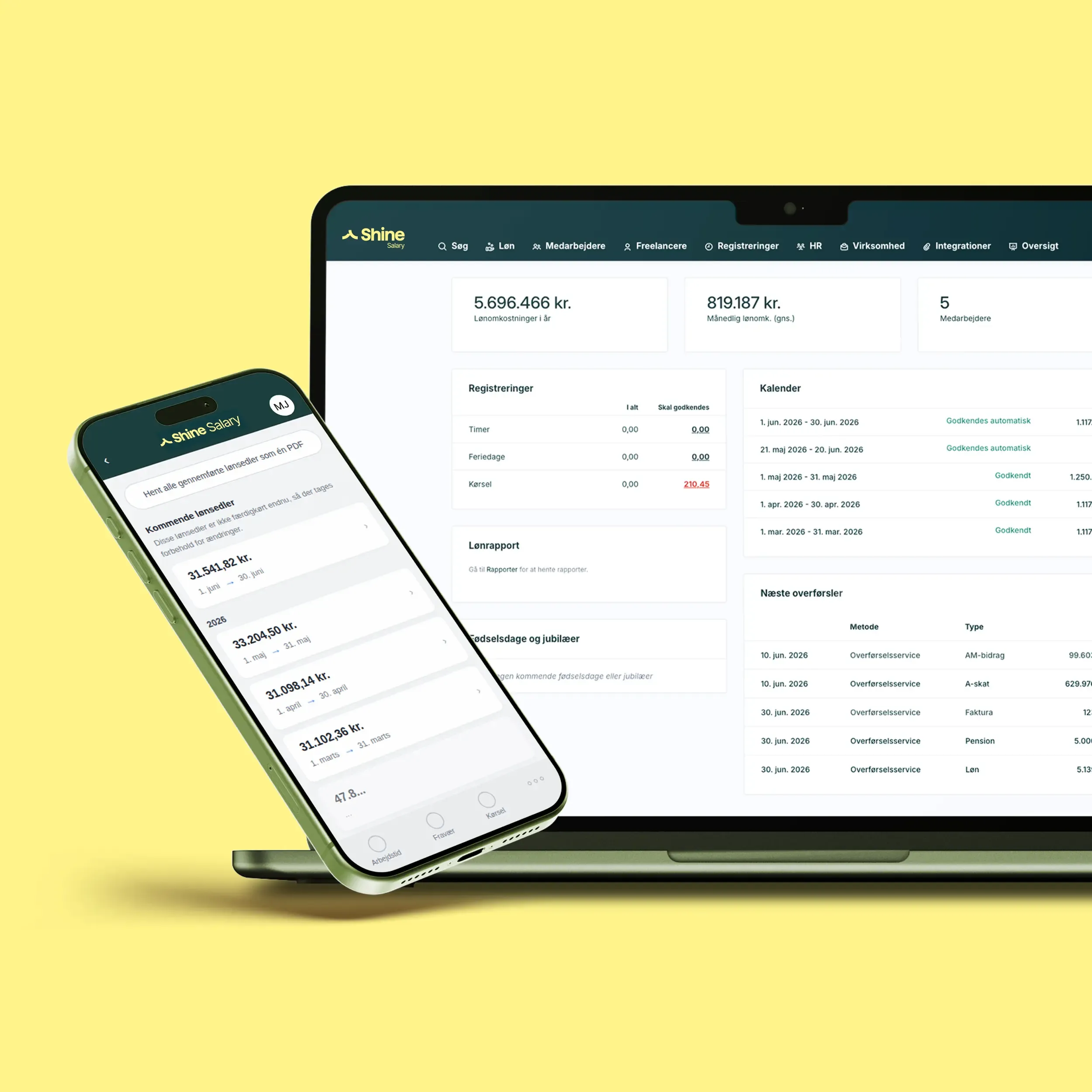 Shine Payroll dashboard