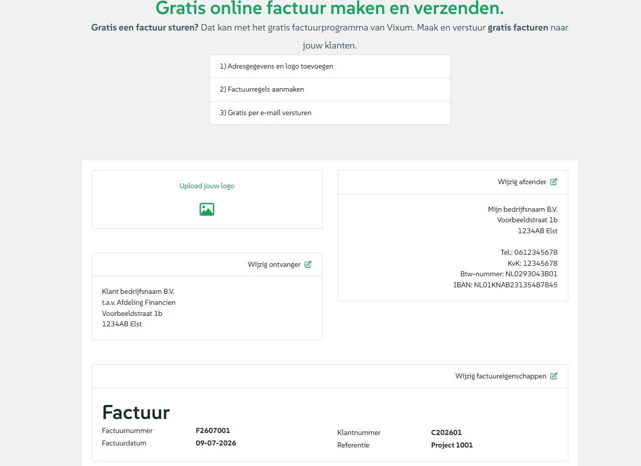 Vixum gratis facturatietool