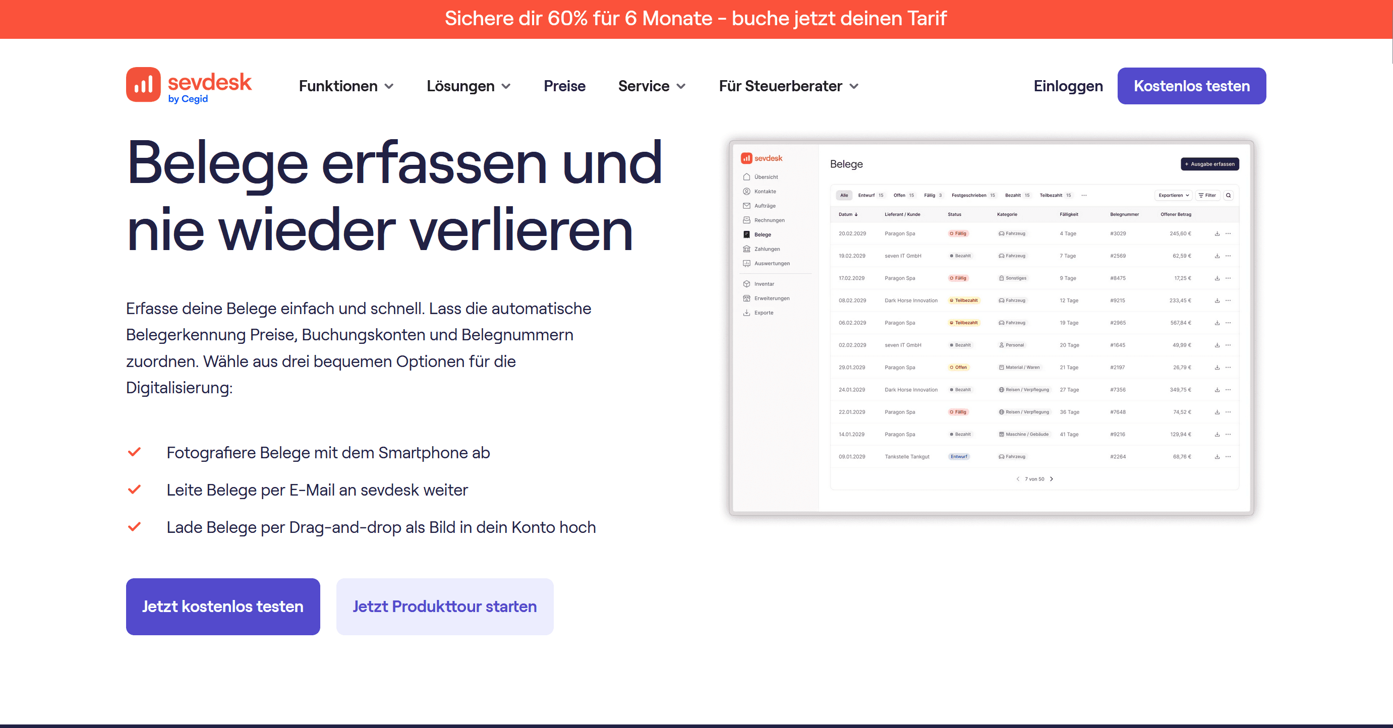 Startseite sevDesk