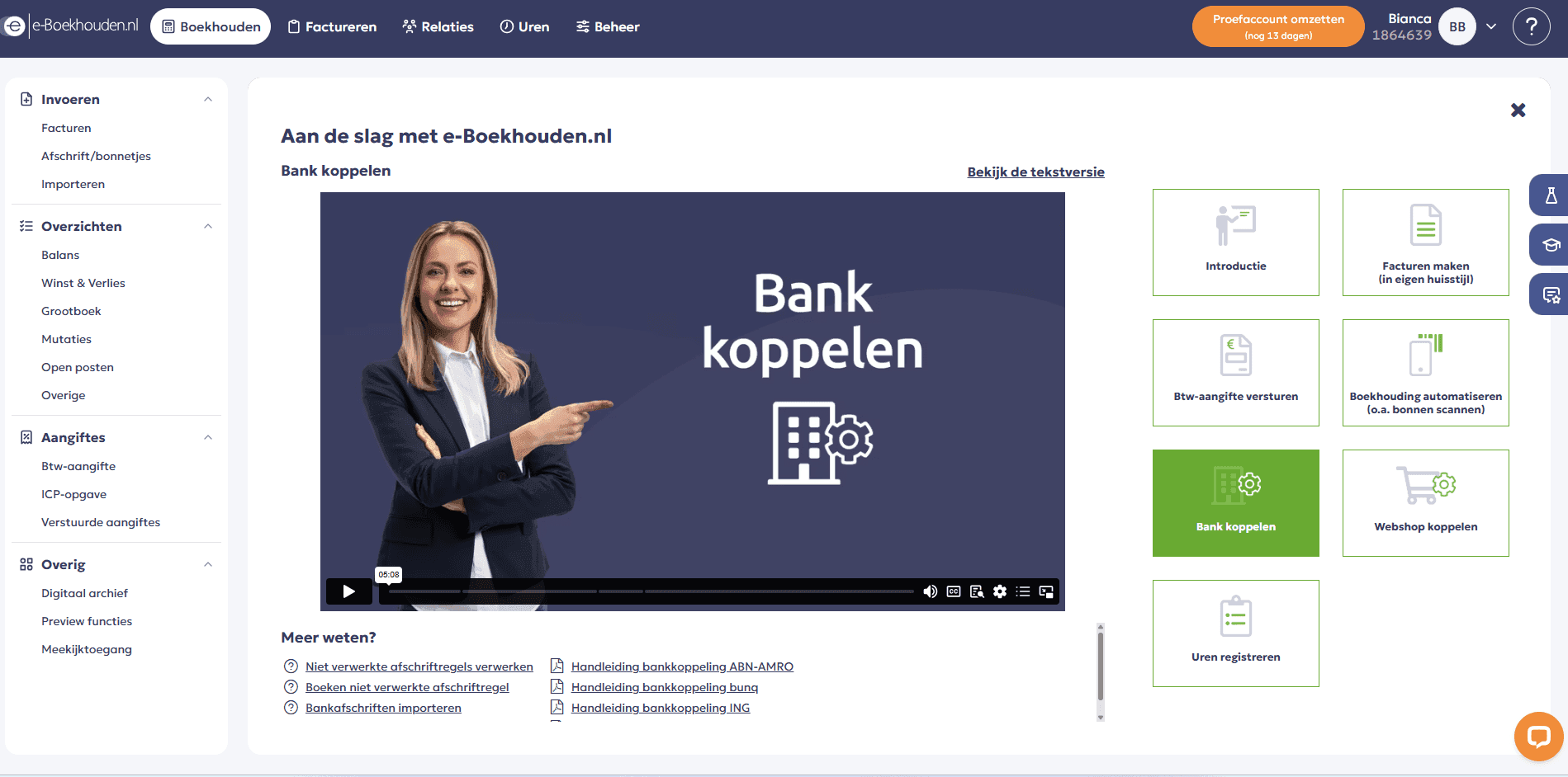 e-Boekhouden.nl interface